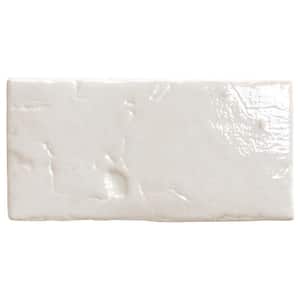 Tripoli Polished White 3.93 in. x 0.35 in. Polished Terracotta Look Ceramic Wall Tile Sample