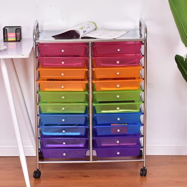 Mecor Large 20-Drawer Rolling Storage Bin Organizer Cart for School Office Home Beauty Salon,Multi-Color 