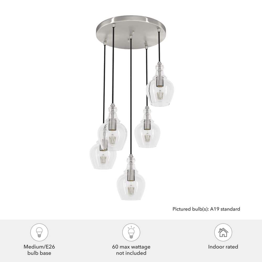 Maple Park Brushed Nickel Clear Glass LED Pendant Light