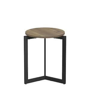 19.68 in. Round Outdoor Side Table Accent End Table with Sturdy Metal Frame, Brown