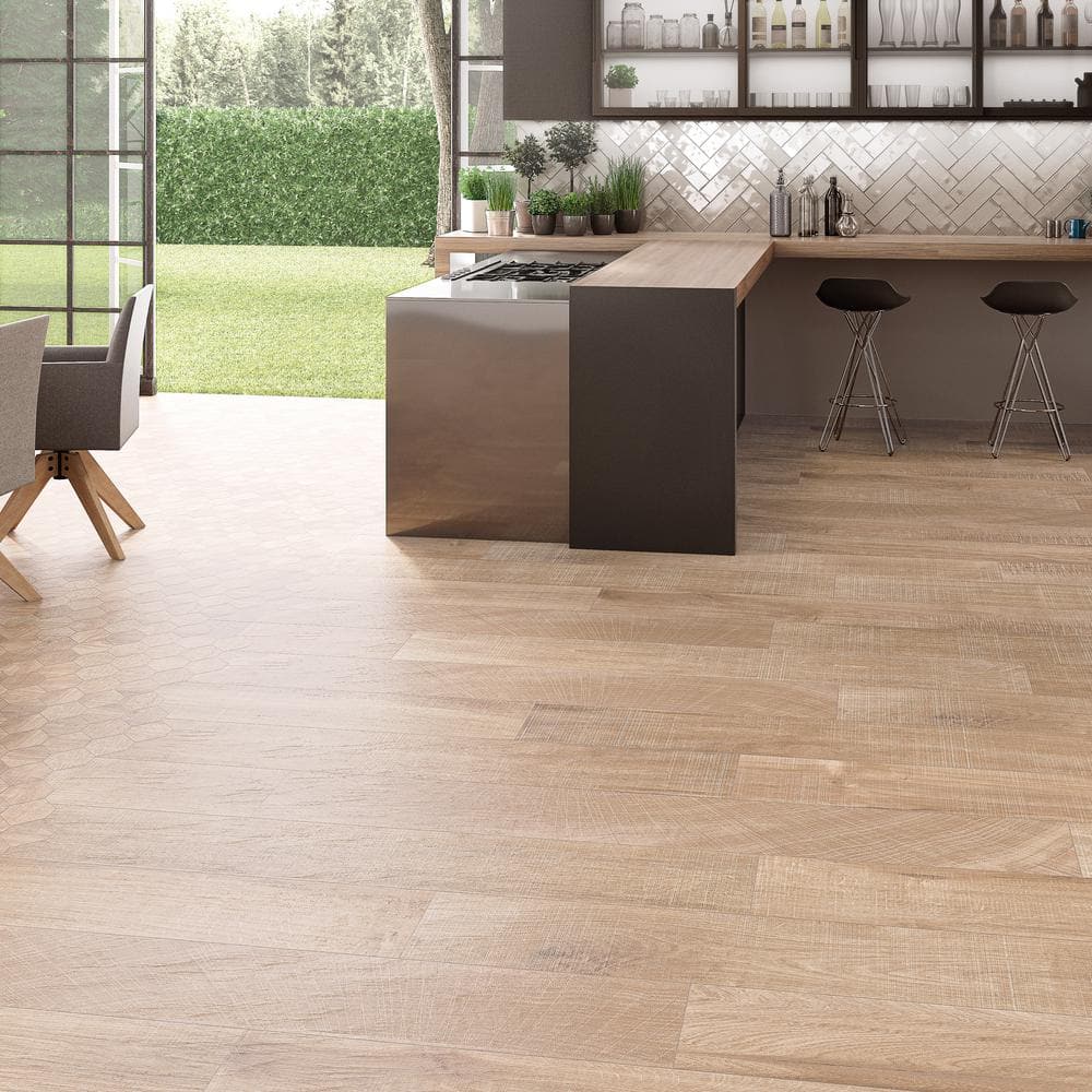 Maple 8" x 48" Matte Porcelain Wood Look Floor and Wall Tile