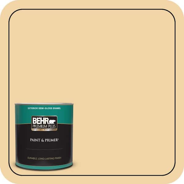 BEHR PREMIUM PLUS 1 qt. #ECC-50-1 Sunbath Semi-Gloss Enamel Exterior Paint & Primer
