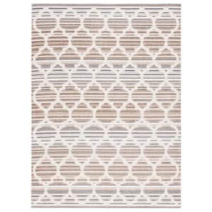 Cabana Gray/Ivory 9 ft. x 12 ft. Striped Trellis Indoor/Outdoor Patio  Area Rug
