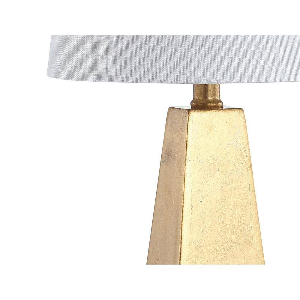 Gold Resin Pyramid Table Lamp with White Cotton Shade