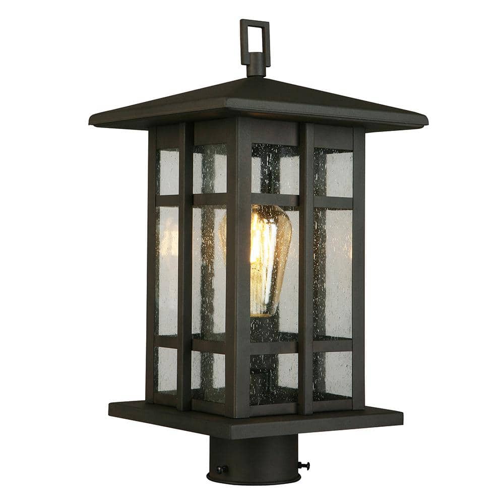 Arlington Creek 7.5 in. W x 15 in. H 1-Light Matte Bronze Outdoor Post Ligh
