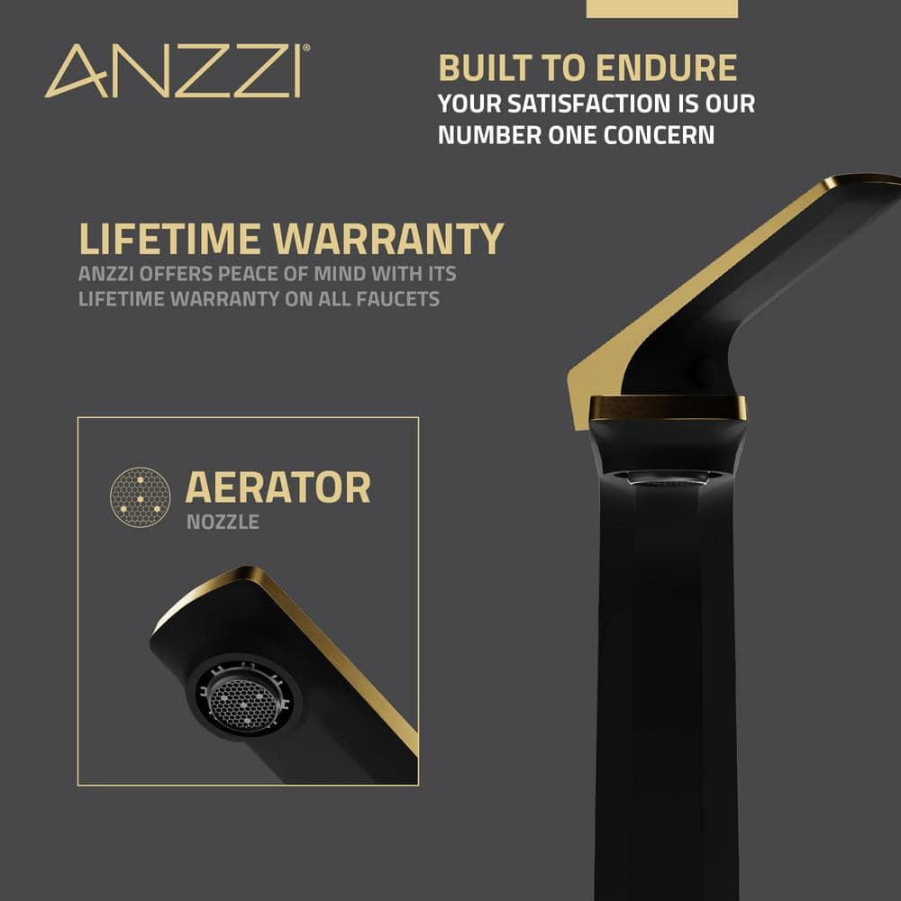 Matte Black and Brushed Gold Single Handle Bathroom Faucet