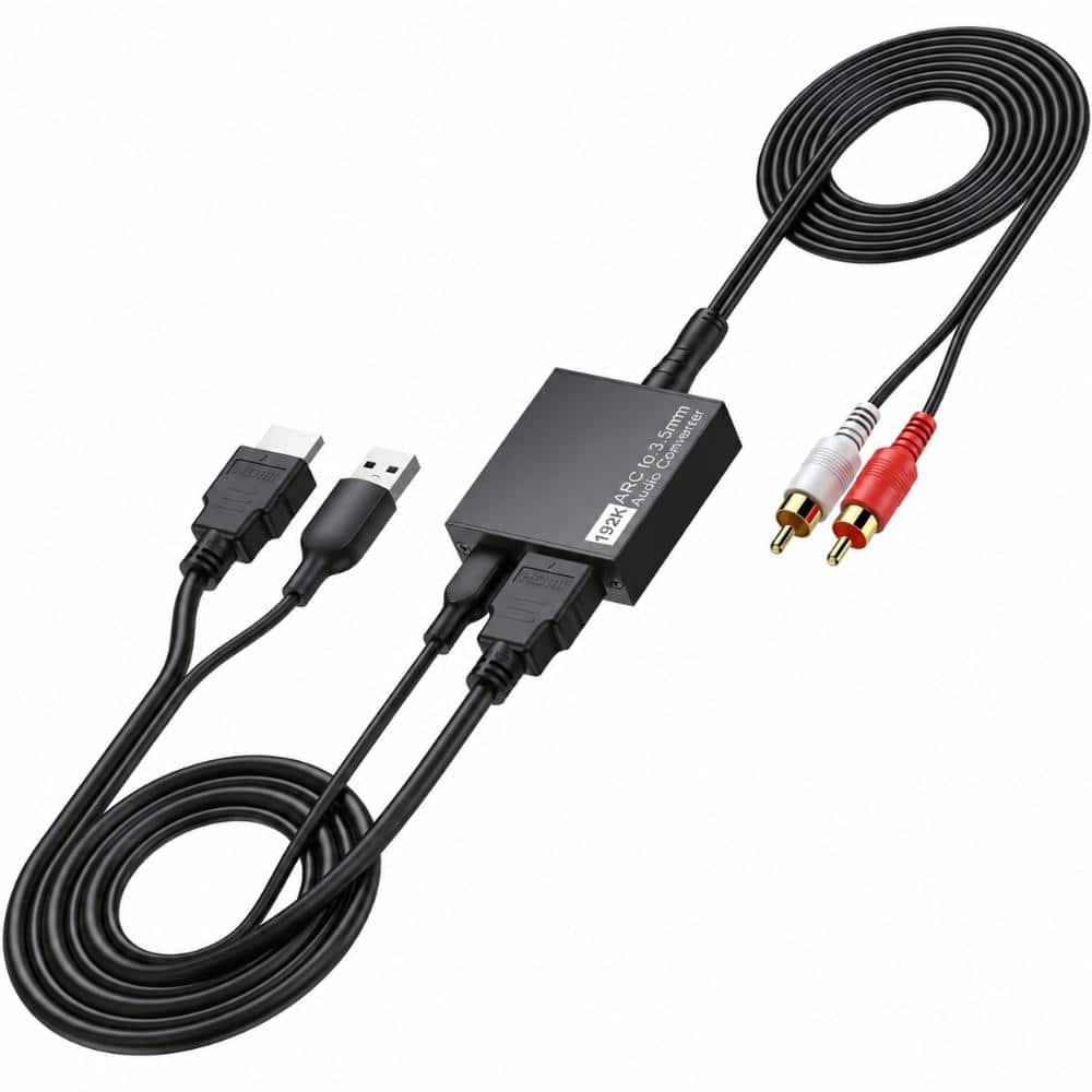 HDMI ARC to RCA 3.5mm Audio Signal Amplifier Converter with Adjustable Volume Control and 3.3 ft Cable