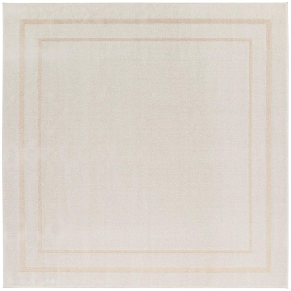 Essentials Ivory Gold 7 ft. x 7 ft. Solid Contemporary Square Area Rug