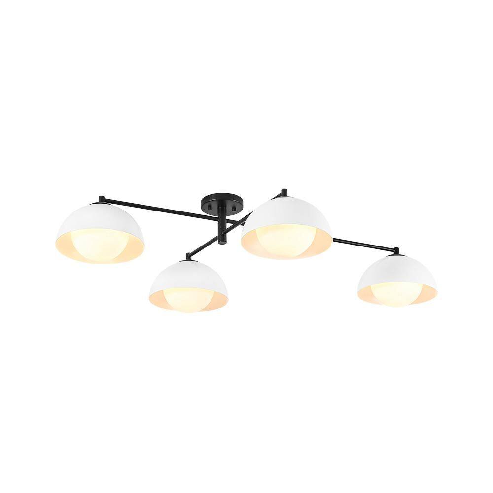 45 in. 4-Light Modern Matte Black Semi-Dome Metal Semi-Flush Mount Ceiling Light With Opal Globe Shade price history on PriceWatchPro