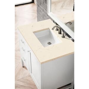 Addison 36 in. W x 23.5 in. D x 35.5 in. H Bath Vanity in Glossy White with Eternal Marfil Quartz Top and Basin