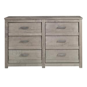 Carmel 6-Drawer Antique Grey Dresser 33.25 in. x 51 in. x 18.5 in.