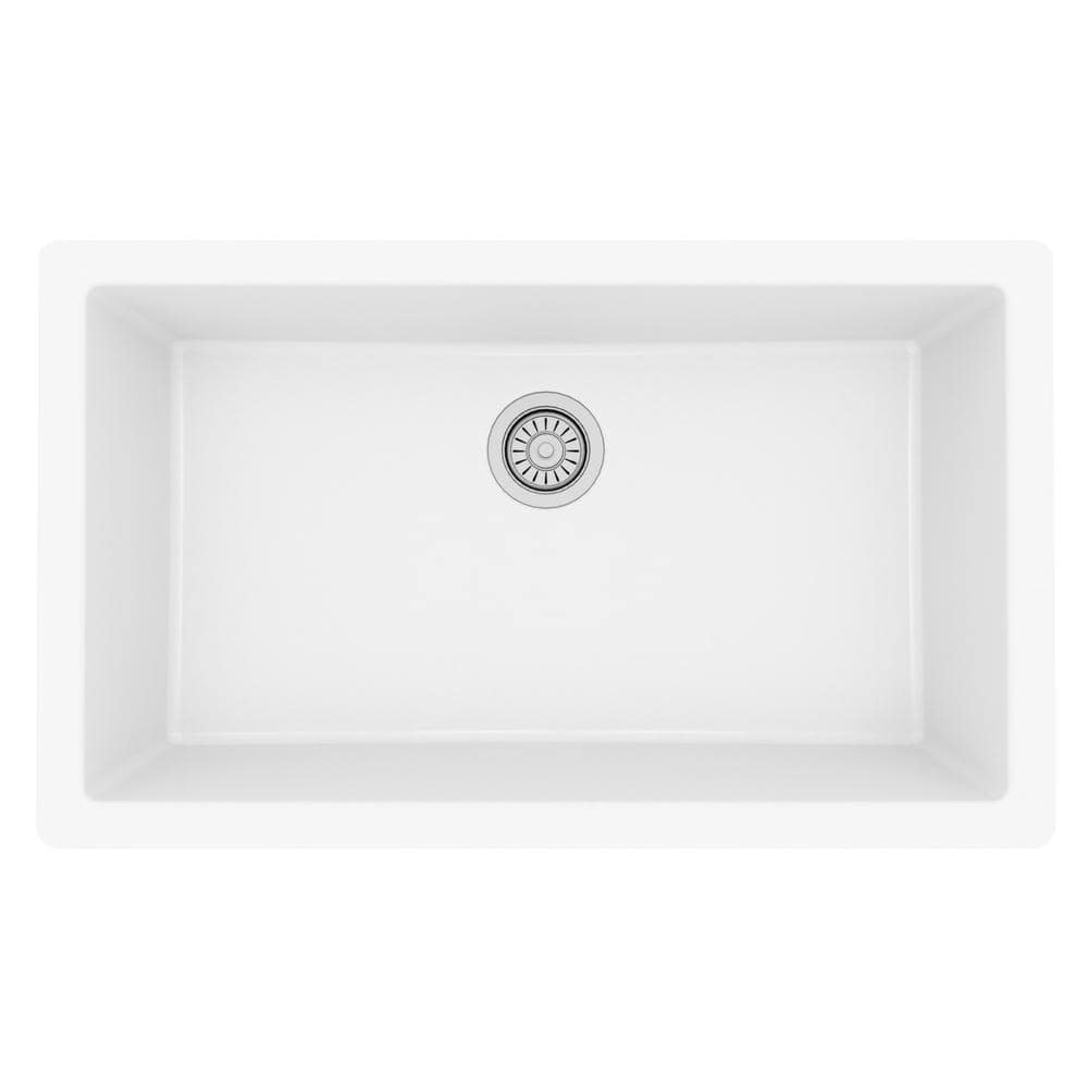 White Quartz Large Single Bowl Undermount Kitchen Sink