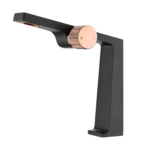 Single Handle Single Hole Bathroom Faucet Deck Mount Brass Vanity Basin Taps in Matte Black and Rose Gold