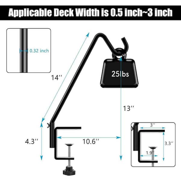Justincity 14 in. Deck Hook Solid Steel Deck Hangers for Bird