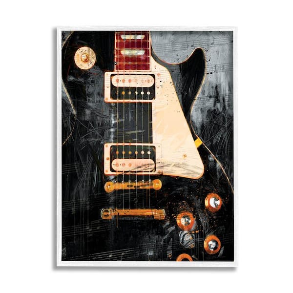 The Stupell Home Decor Collection Vintage Electric Guitar Music Notes Design by Savannah Miller Framed Abstract Art Print 14 in. x 11 in.