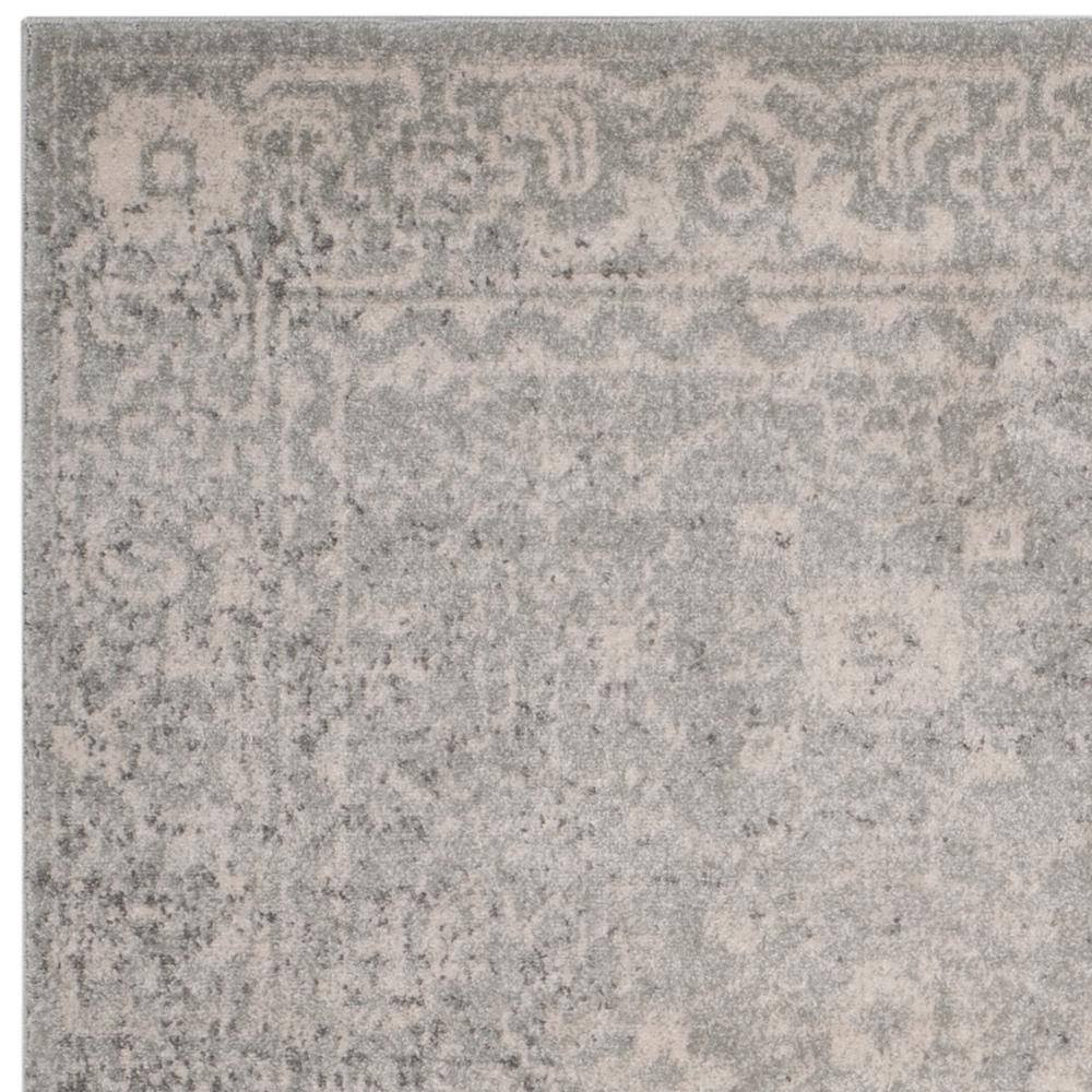 Silver and Ivory High Pile Synthetic Square Rug