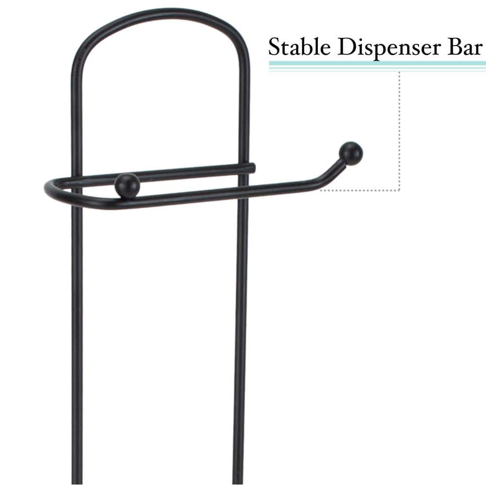 Matte Black Freestanding Toilet Paper Holder with Dispenser