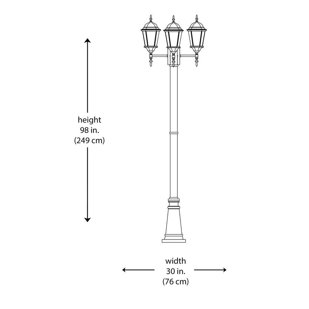 Classical Black Cast Aluminum 98" Outdoor Lamp Post with Clear Glass