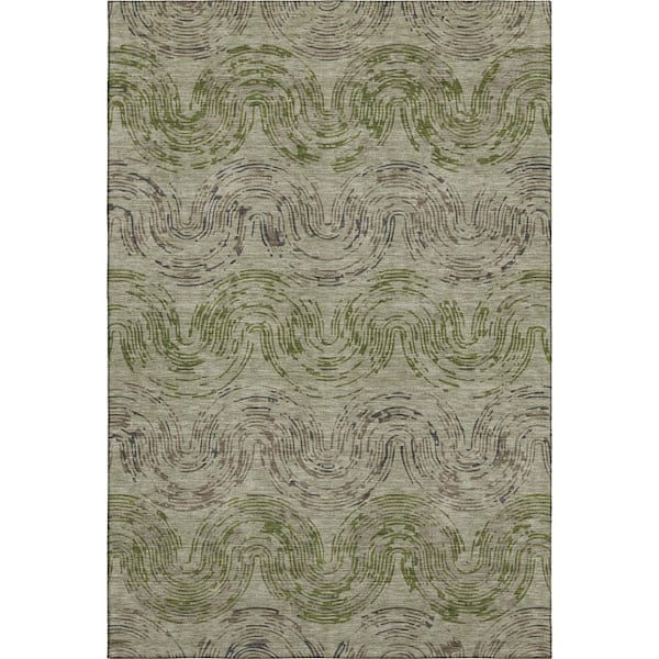 Mayfield Premium Machine Washable Abstract AMF2461 Sage 5 ft. x 7 ft. 6 in. Area Rug