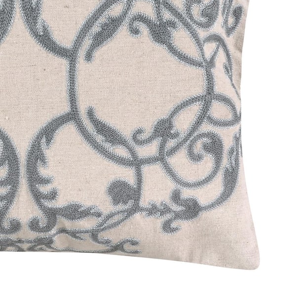 Sanira Taupe Floral Overlay Decorative Pillow - Levtex Home