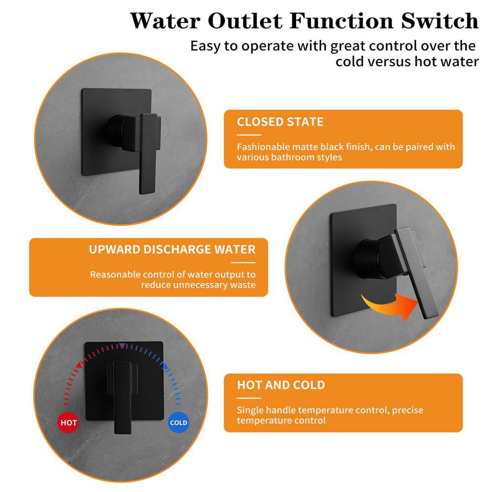 Matte Black Brass Wall Mount Waterfall Faucet