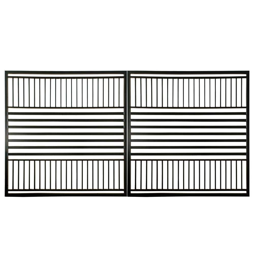 Barcelona Style Black Steel Dual Swing Driveway Gate 16 x 6 Feet