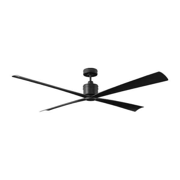 Launceton 72 in. Indoor/Outdoor Matte Black Ceiling Fan with Matte Black Blades and Handheld 6-speed Reversing Remote