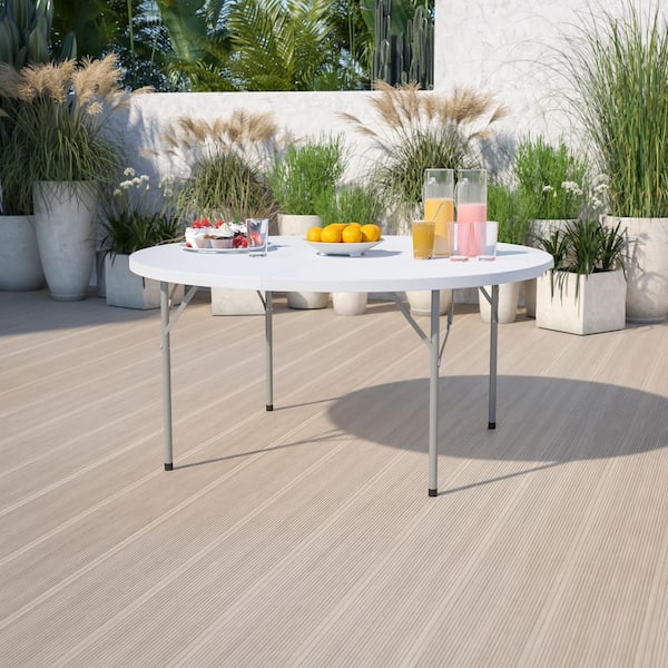 Carnegy Avenue Elon 60.75 in. L Round Granite White Plastic Top