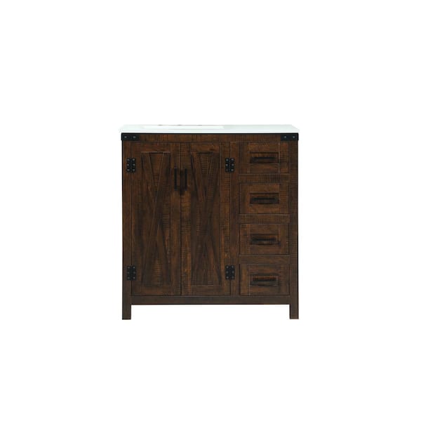 Unbranded Timeless Home 32 in. W x 19 in. D x 34 in. H Bath Vanity in Expresso with Ivory White Engineered Stone Top