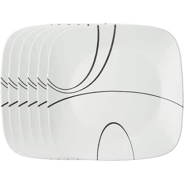 Corelle 6-Piece 10.5 in. Dinner Plate White Simple Lines Dinnerware Set (Service for 6)