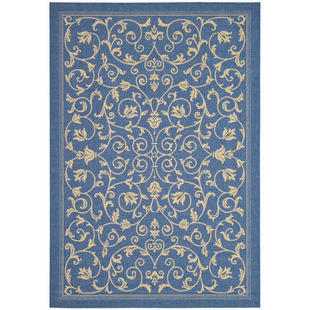 Sisal Weave Blue/Natural Synthetic Indoor/Outdoor Area Rug 9' x 12'