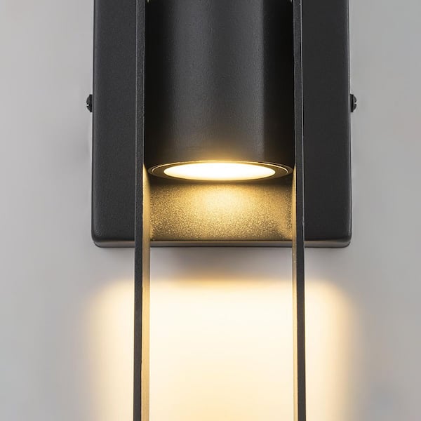 ZYZWMB 15.7 in. 2-Light Black Modern Integrated LED Lantern