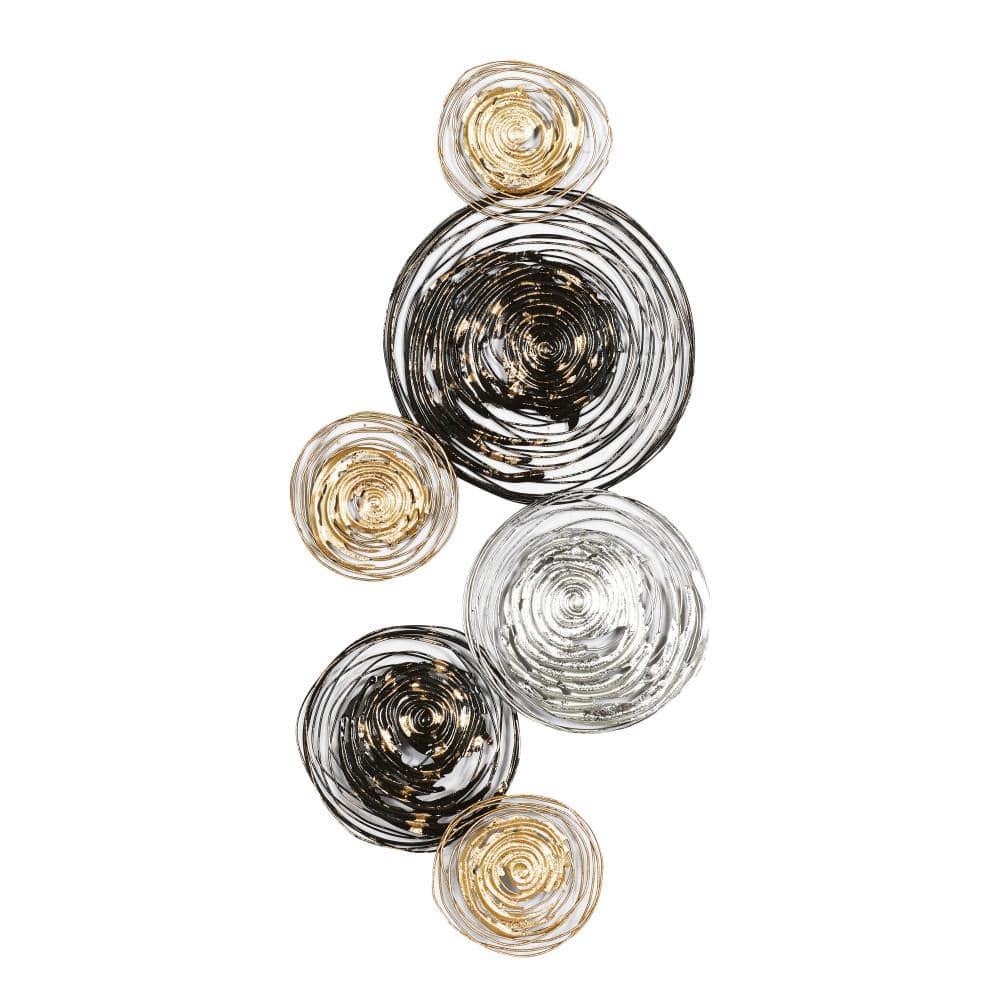 42" Gold and Silver Metal Spiral Wall Sculpture