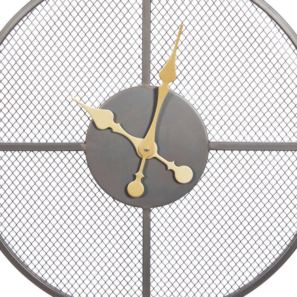 40" Brown and Black Metal and Wood Vintage Wall Clock