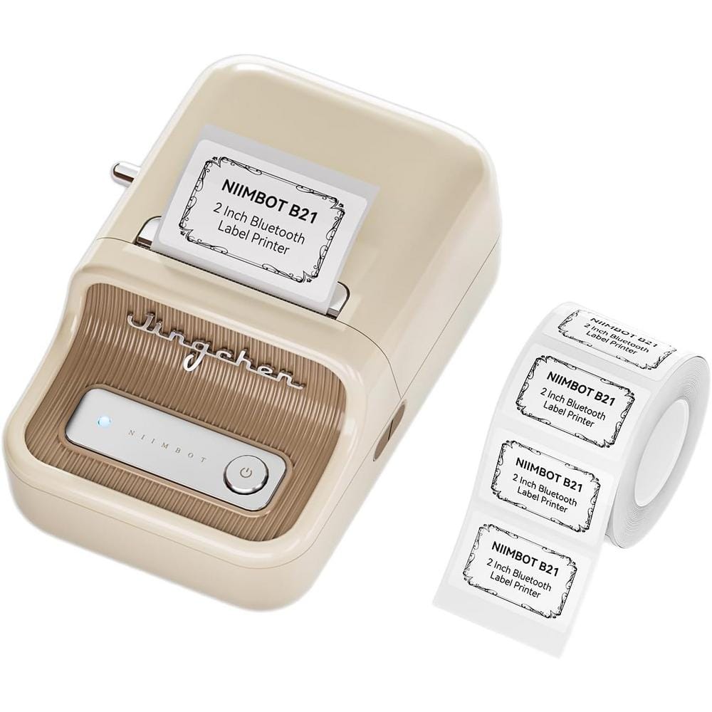 Etokfoks Black Inkless Label Maker, Portable Thermal Label Printer, Compatible w/iOS & Android, with 50x 30mm White Label