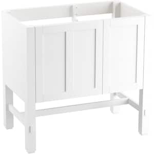 Tresham 36 in. W x 22 in. D x 35 in. H Single Sink Freestanding Bath Vanity in Linen White with White Quartz Top