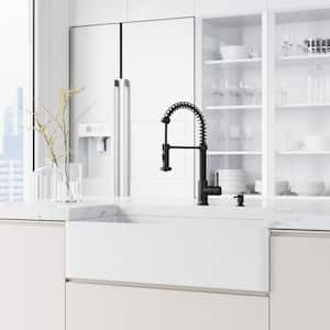 Edison Single Handle Pull-Down Sprayer Kitchen Faucet Set with Soap Dispenser and Touchless Sensor in Matte Black