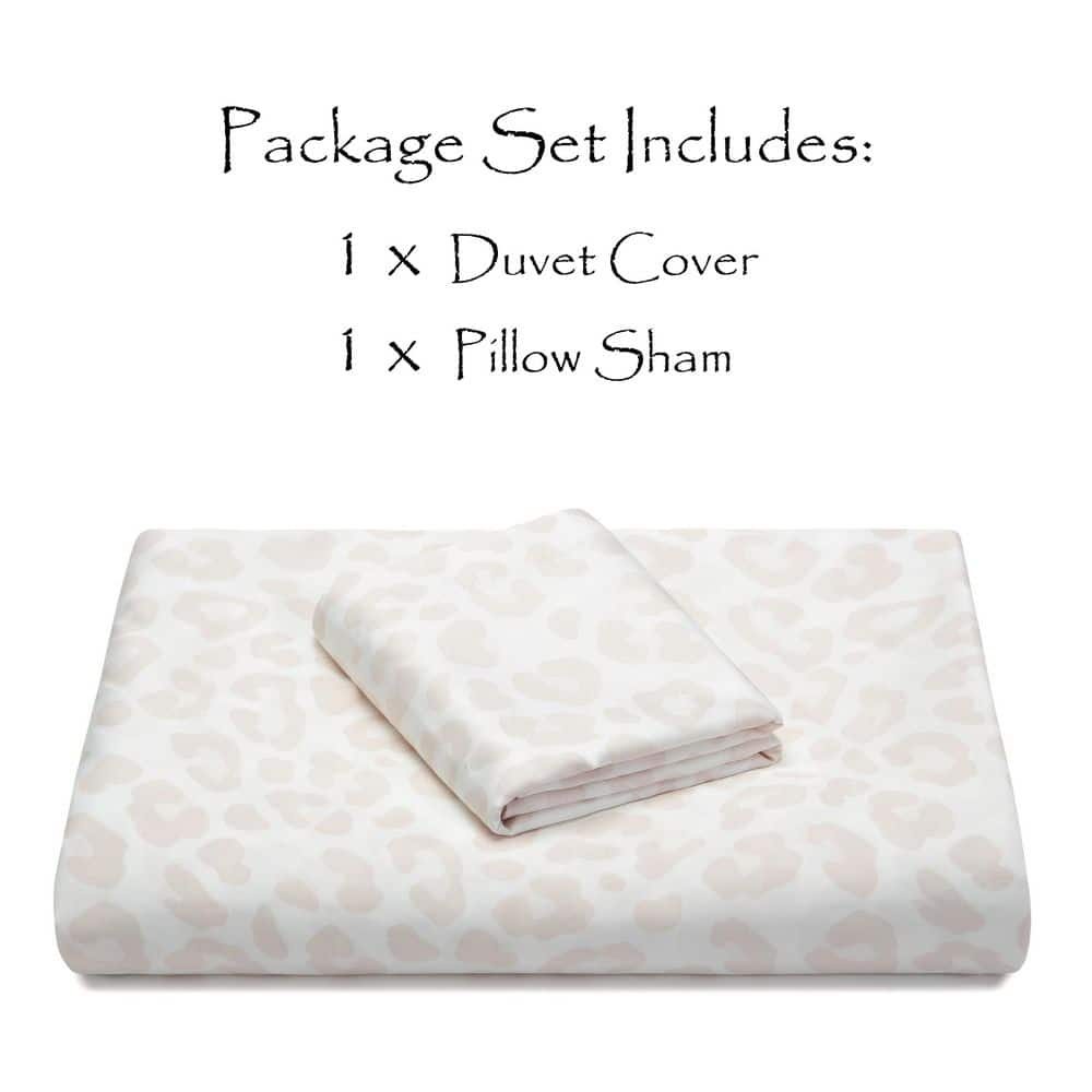 King Cream Leopard Print Rayon Polyester Duvet Cover Set