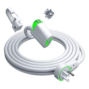 10 ft. 16/3 Light Duty Indoor Extension Cord 360° Rotating Flat Plug 1-Outlet with Handle with Hook (Lighted), White