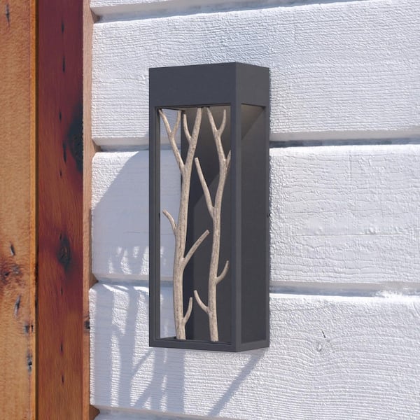 VAXCEL Ocala 1-Light LED Black Rustic Twig Outdoor Wall Sconce