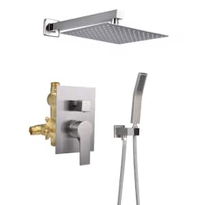 Painter Single-Handle 2-Spray Square High Pressure 10 in. Shower Faucet in Brushed Nickel (Valve Included)