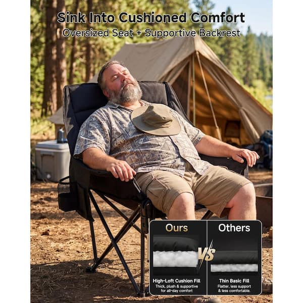 BOZTIY XXL Camping Chair w/ Adjustable Phone Holder Oversized