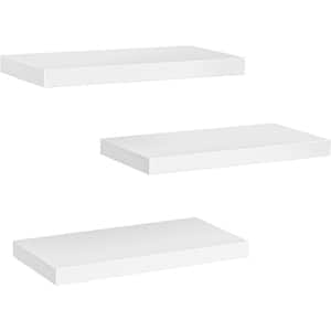 15 in. W x 6.7 in. D White Decorative Wall Shelf with Invisible Brackets Set of 3
