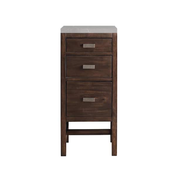 James Martin Vanities Addison 15.0 in. W x 15 in.D x 34.4 in. H Vanity Side Cabinet in Mid Century Acacia with Eternal Serena Quartz Top