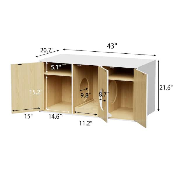 WIAWG 6 in 1 Cat Litter Box Enclosure Furniture with Litter Catcher, Wooden  Cat Hidden Litter Box with Drawer and Shelves YLM-AMKF180113-01 - The Home  Depot