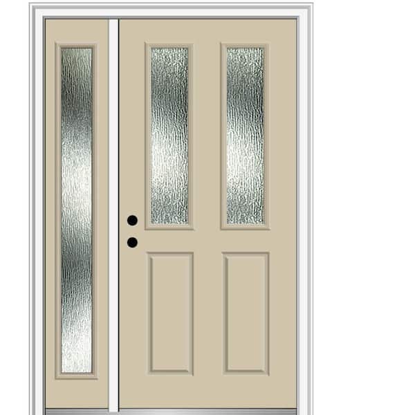 MMI Door Rain Glass 50 in. x 80 in. Right-Hand Inswing Wicker Fiberglass Prehung Front Door on 6-9/16 in. Frame
