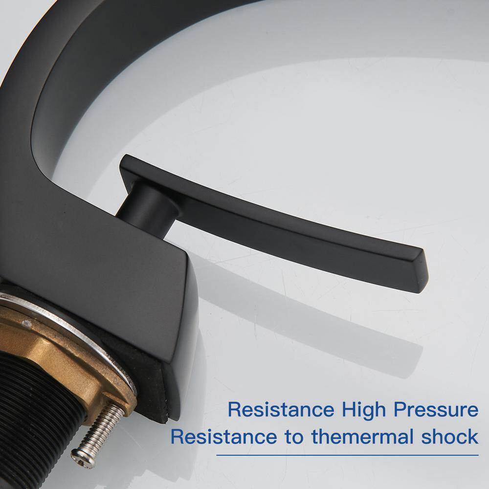 Matte Black Single Handle Mid Arc Bathroom Faucet