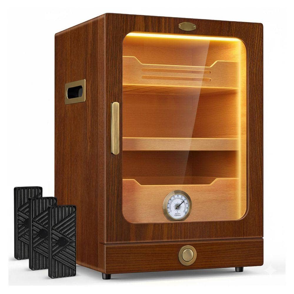 11.02 in. W x 15.83 in. H Brown Spanish Cedar Wood Cigar Humidor