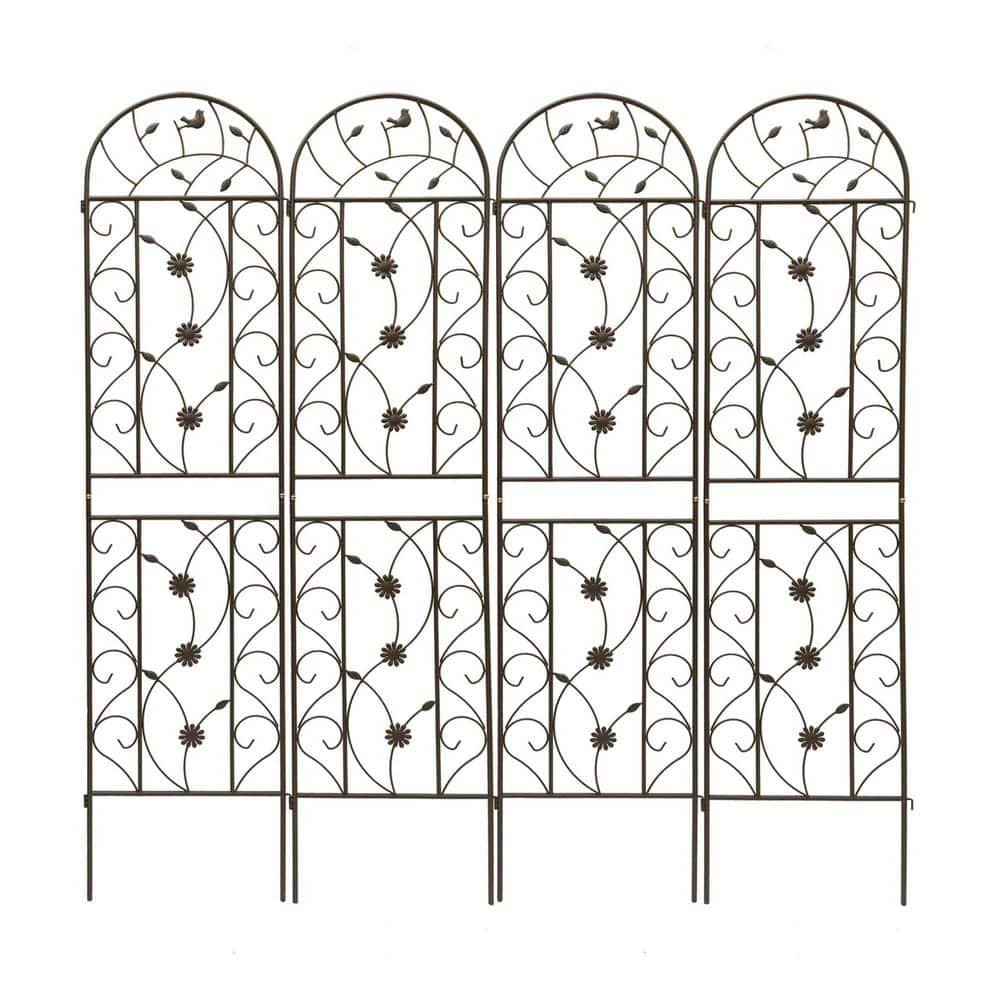 86.7 in. Metal Vintage Trellis for Climbing Plants, Rustproof Powder-Coated Brown Garden Trellis(2-Pack) Outdoor Flower price history on PriceWatchPro