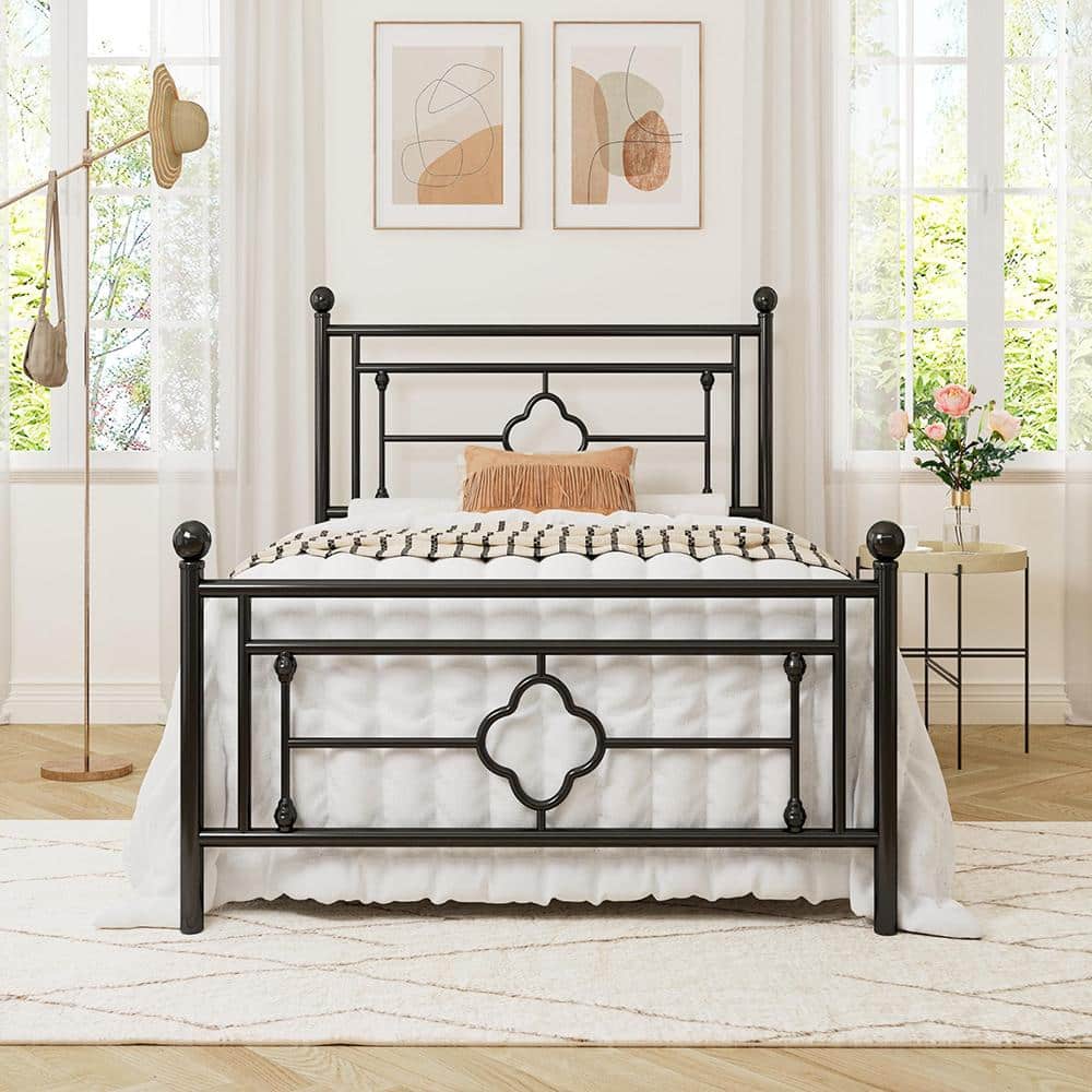 14 in. Tall Black Metal Twin Size Platform Bed Frame with Headboard price history on PriceWatchPro